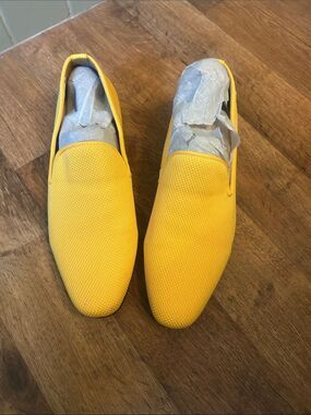 UUBARIS Yellow Textured Slip-On Loafers